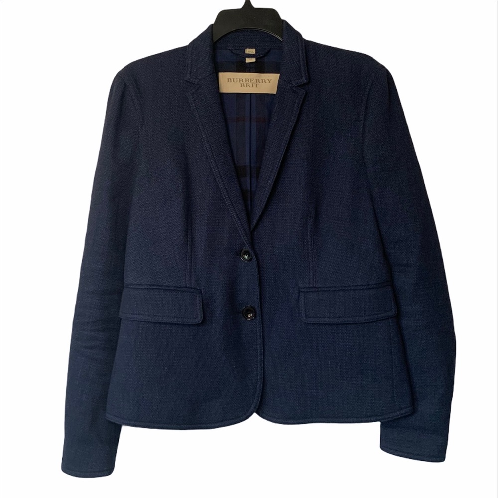 Burberry Brit textured 2 button blazer leather